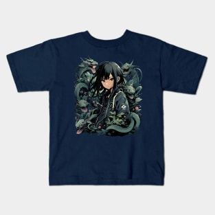 Japanese Anime Girl Dragons Kids T-Shirt